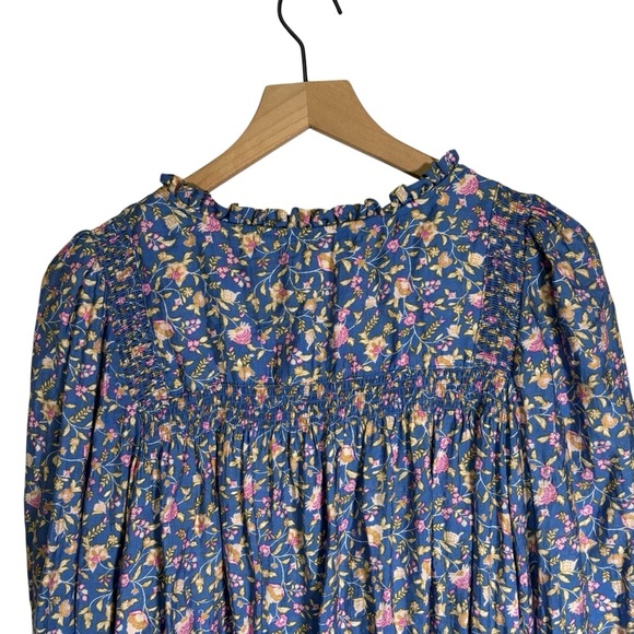 Wonderly Floral Blouse XL Pullover 3/4 Sleeve Smocked Cottagecore Peasant - Picture 11 of 16